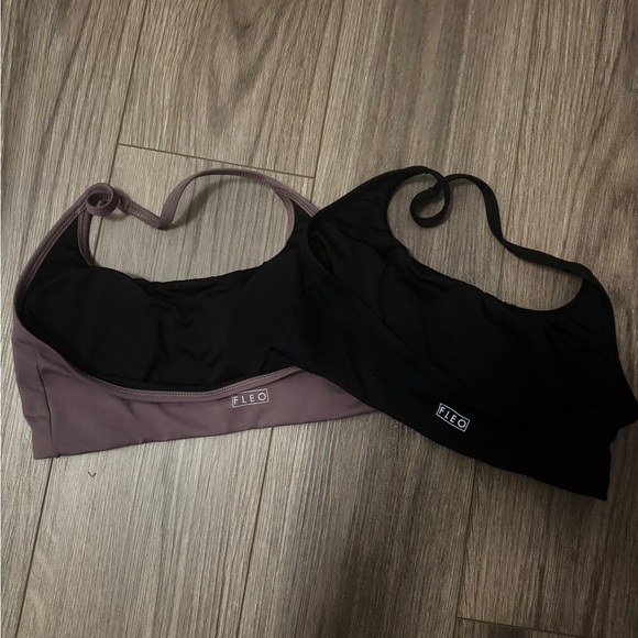 Fleo Black and Mauve Drew Halter Sports Bras - Picture 2 of 4